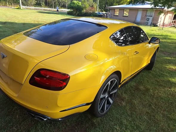 Yellow Bentley Continental rear window tint